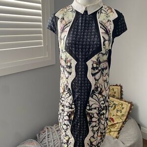 Peter Pilotto Black Printed Midi Dress with White Collar